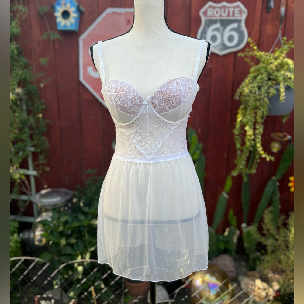 Frederick's of Hollywood White Lace Chemise